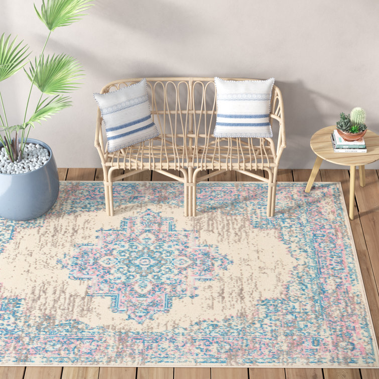 Langley Street Persephone Ivory/Pink/Blue Rug & Reviews Wayfair.co.uk